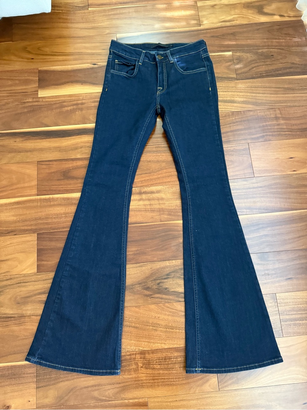 Victoria Beckham Premium Denim Black Label Flare Jeans Rich Blue High Rise 26